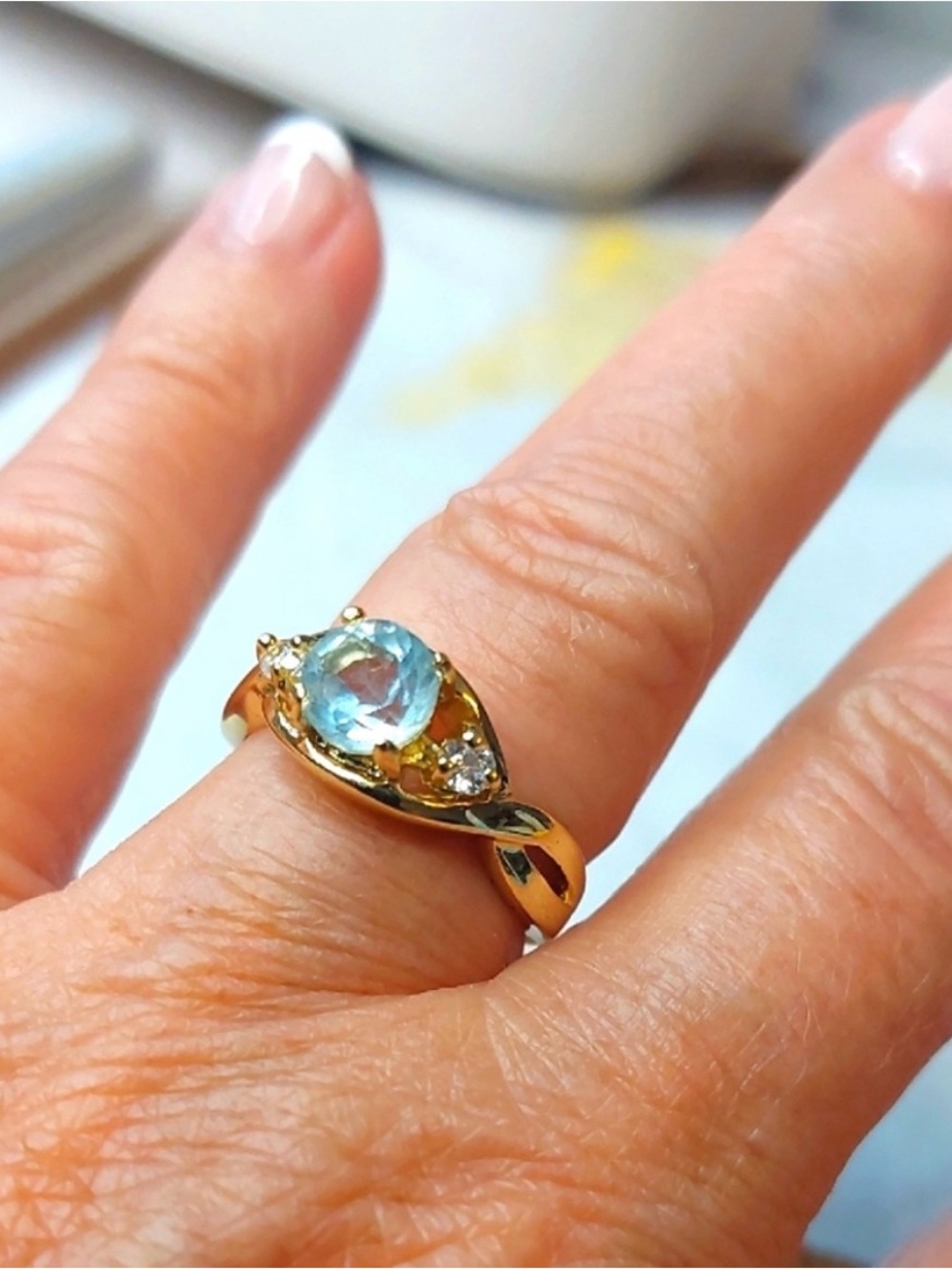 Gold-Plated Blue Topaz Accent Ring - Women Jewelry